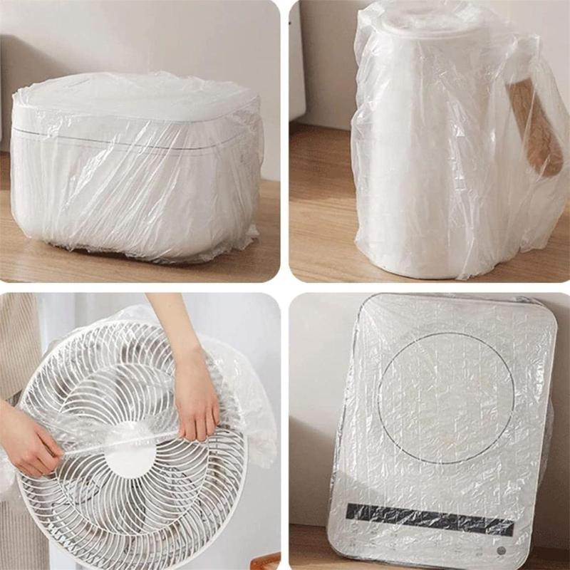 100 Pack Kitchen Dust Cover 90x110cm Waterproof Effective Dustproof Cover Plastic Texture for Home Appliances Protection