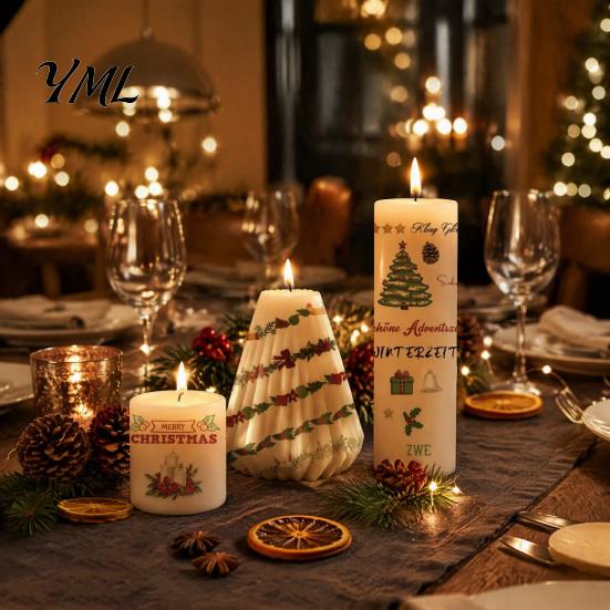 Holiday Crafting Accessories Christmas Candle Transfer Stickers, DIY Craft Supplies, Waterproof Water Decals for Candles Decorative Making And Festive