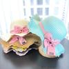Girls 2pcs Straw Hat Solid Color Outdoor Travel Sun Hat Floral Fisherman Style Children's Fashion Accessory for Girls