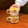 Capybara Cartoon Ceramic Stacking Mug with Handle - Cute Couple Coffee Cup, Birthday Gift