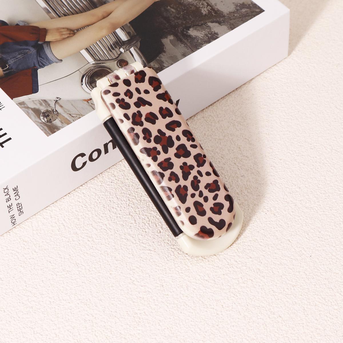 

1pc portable folding mirror comb with air cushion,leopard print pattern,portable travel makeup mirror,Special for real hair wigs