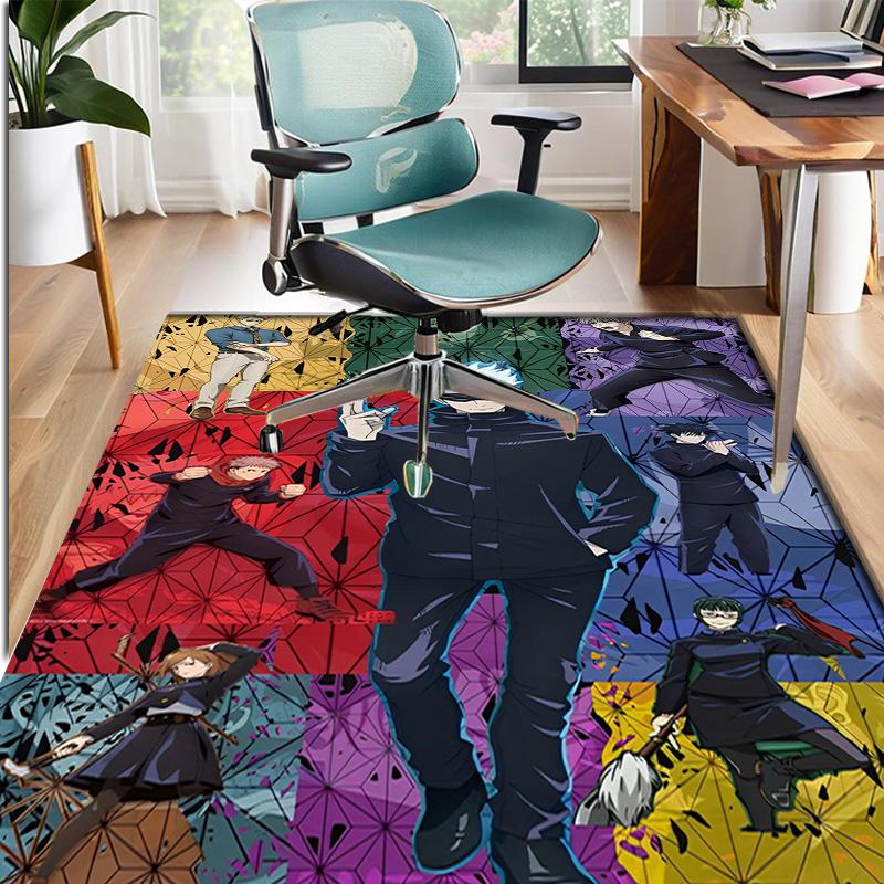 Jujutsu Kaisen Pattern Rug, Indoor/Outdoor Mat, for Picnic, Gameroom, Bedroom, Office, Living Room, Home Decor Carpet, Birthday Gift