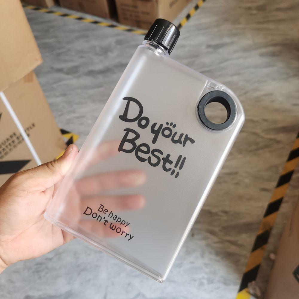 380ML Transparent Flat Water Bottle Plastic Travel Bicycle Drinking Cup Reusable Portable Water Bottle