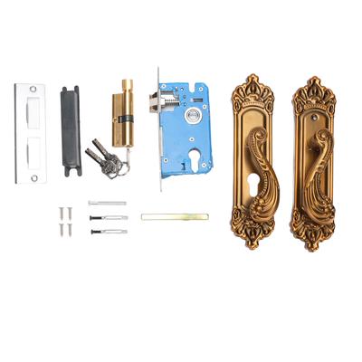 European Style Door Handle Lock Set Aluminum Silent Retro Interior Entry Door Lever Lock with 3