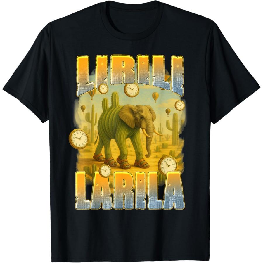 Italian Brainrot Meme Elephant Cactus Funny Lirili Larila T-Shirt S