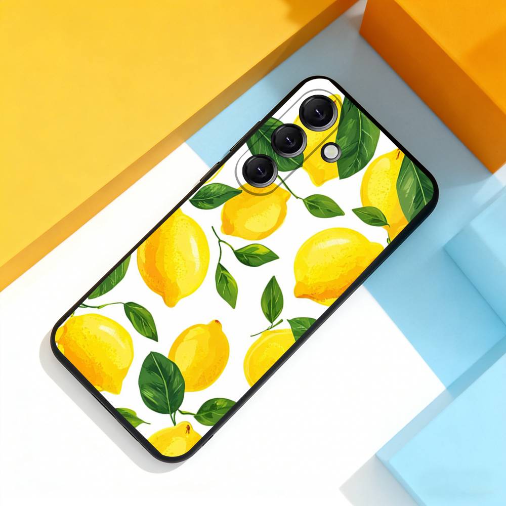 Lemon Art Phone Case For Samsung Galaxy A 73,72,51,53,52,71,22,5G,Note,J7,8,9 Soft Black Cover