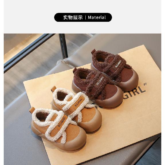 Mokassins mit dicker Sohle im amerikanischen Stil für Kinder, Winter-Fleece-gefütterte neue warme Pelzschuhe für Mädchen für draußen, Schnee-Baumwollschuhe