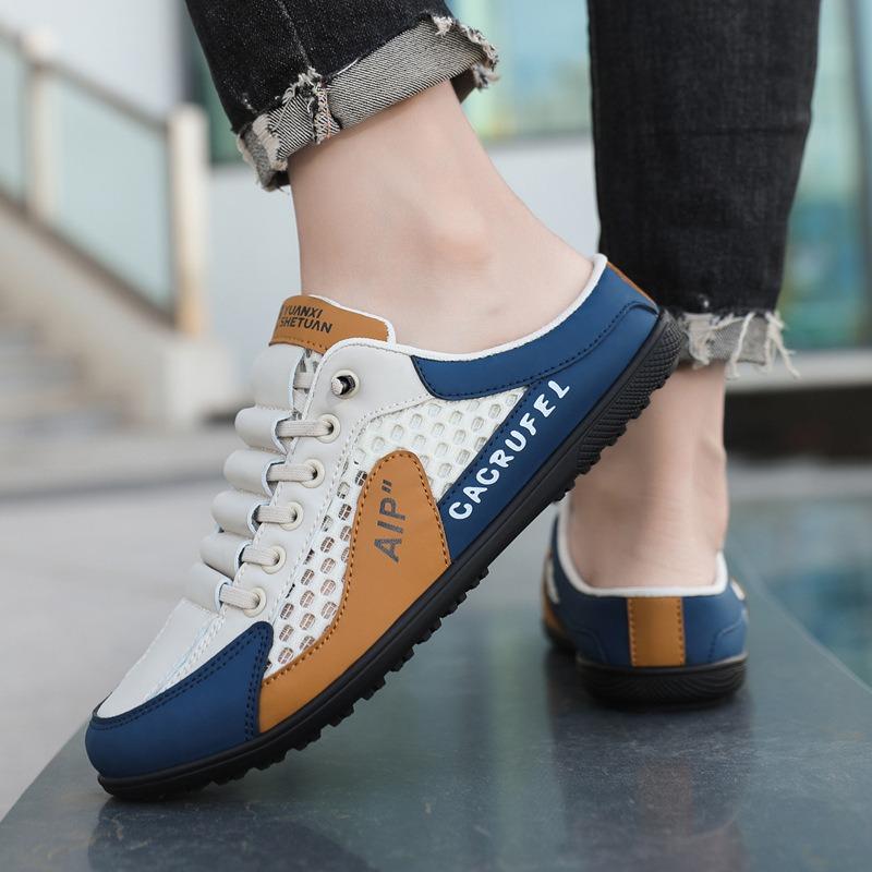 Fashion Summer Slippers Casual Shoes Men's Breathable Flat Shoes Man Fashion Half Drag Walking Shoe Outdoor Sports Shoes Zapatos Hombres