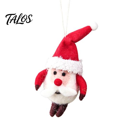 Soft Woolen Decorations for Kids Christmas Felt Ornament, Handmade Wool Santa Candy Cane House Cozy Winter Atmosphere Accents Snowman Hanging Holiday