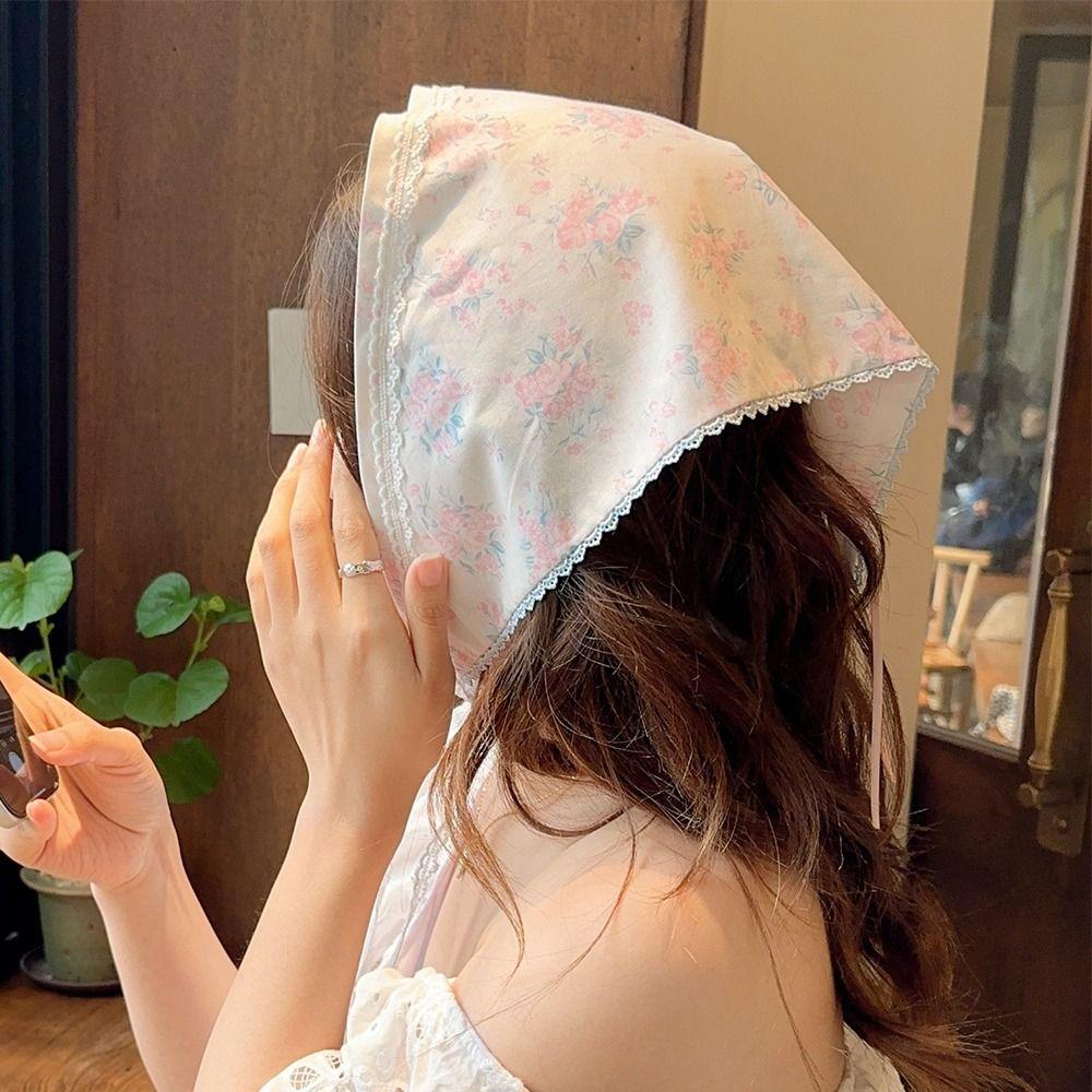 Multicolor Bowknot Hair Scarf Floral Patern Headscarf Sweet Hair Band  Travel Beach