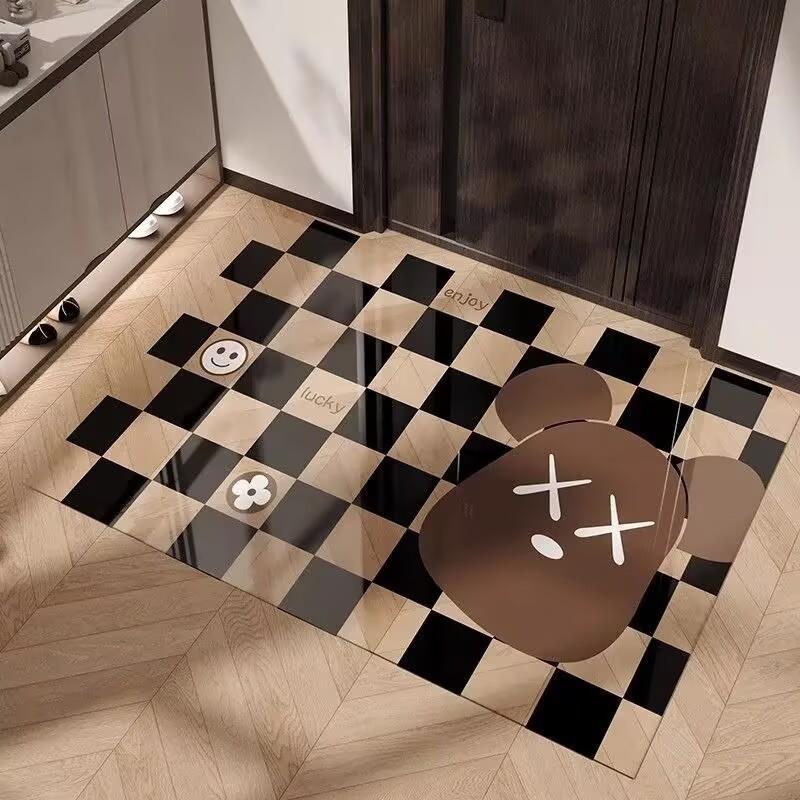 Cartoon Animal Pvc Door Mat With Waterwashable Surface For Home Entrance