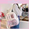 Blocked Simple Color Student Backpack With Transparent Compartment Display Badge