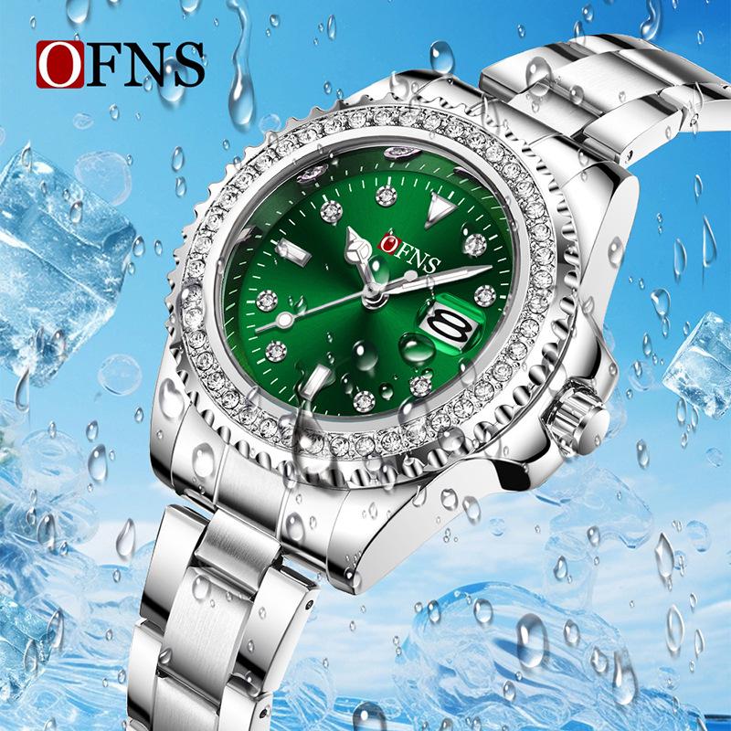 Women's Quartz Watch Simple Diamond Inlaid Waterproof Luminous Calendar Three Needle Business Fashion Women's Watch