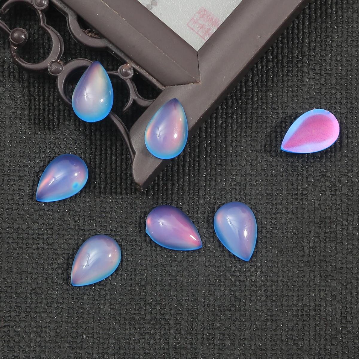 

10 шт./лот, 4 цвета, смоляные бусины в форме капли воды, кольцо «кошачий глаз», бусины ручной работы, свободные бусины для самостоятельного изготовления аксессуаров 8x12mm синий