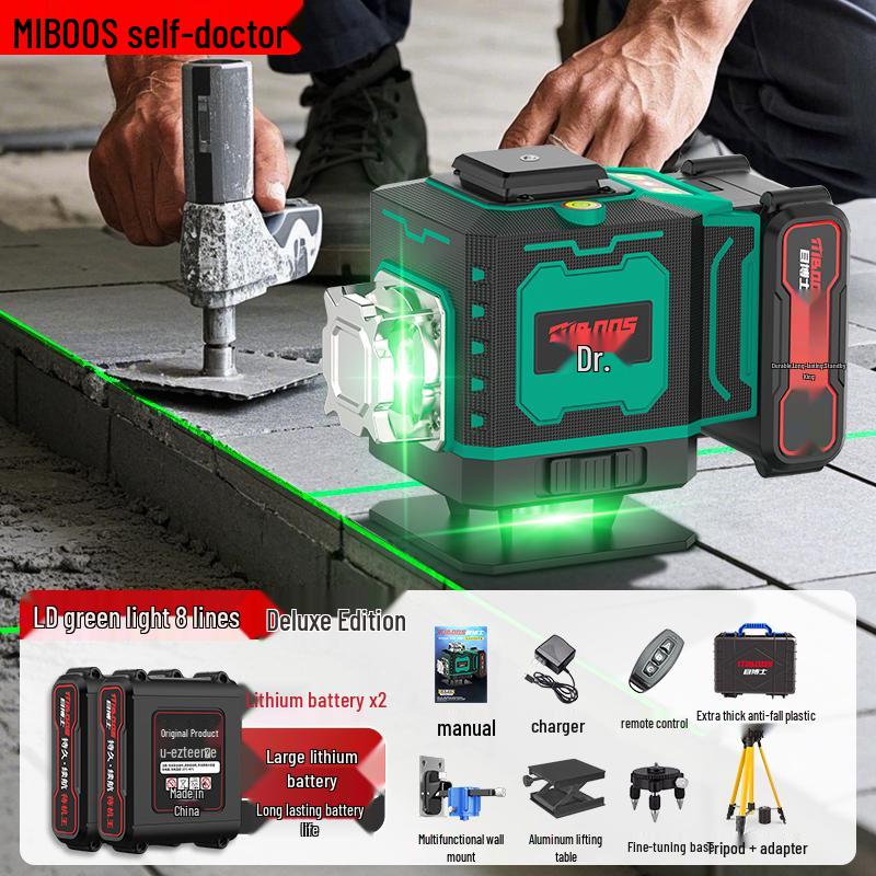 High-Precision Green Light Laser Level for Daytime Use, Strong Adhesion To Walls