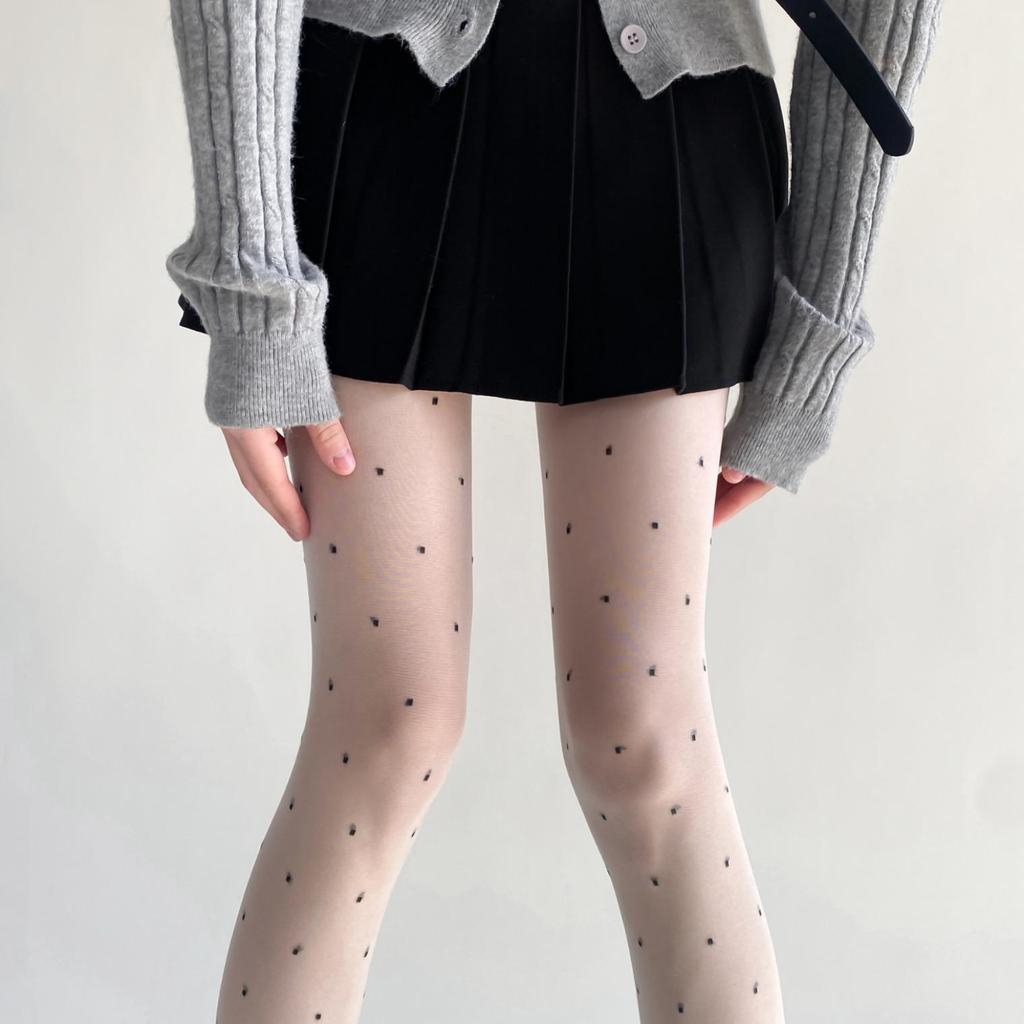 2024 Spring/Summer Core-Spun Jacquard Stockings: Ultra-Thin Slimming Socks with Polka Dots & Hearts