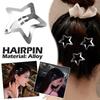 BB Hairpins Barrettes Hair Accessories Silver Star Hair Clips for Girls Filigree Star Metal Snap Clip Women Simple