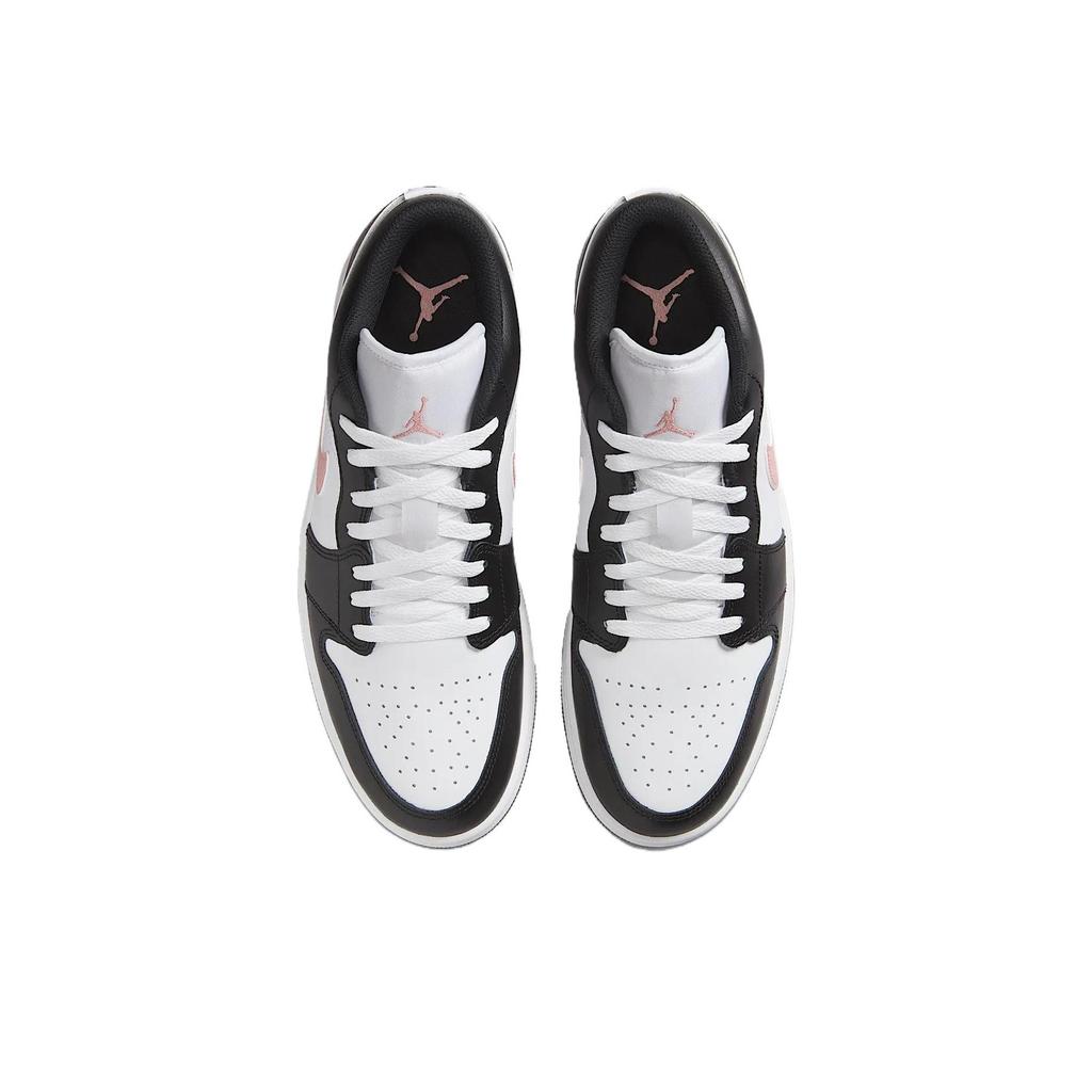 Air Jordan 1 Low Black Rust Pink Men Sneakers White 553558-165