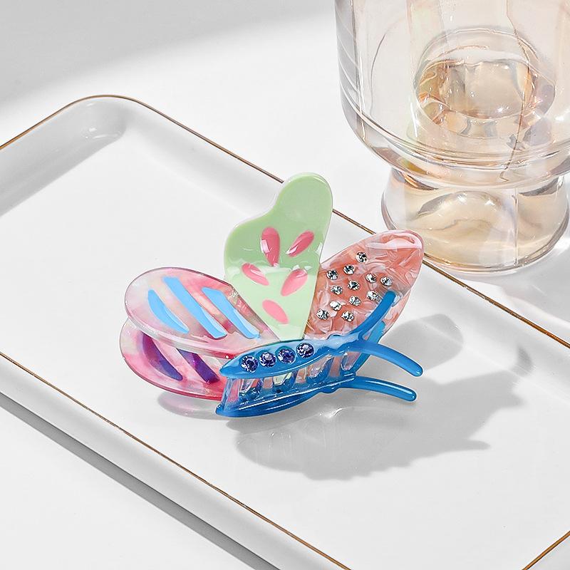 Simple Fashion Butterfly Shiny Diamond Hair Clip Three-Colour Acetate Hair Claw Shark Clips For Women Girls Hair Accessories A3