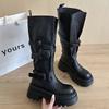 New small thick-soled thick-soled boots autumn and winter niche design Maillard heightening knight boots