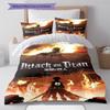 Attack on Titan Pattern Bedding,Quilt Set Quilt Cover Pillowcase Home Birthday Gift (1 * duvet cover + 2 * pillowcase, without core)