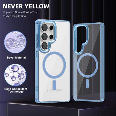 Luxury Acrylic Clear For MagSafe Wireless Charge Case For Samsung Galaxy S25 S24 Ultra FE A56 A36 A16 A15 A35 A55 Magnetic Cover