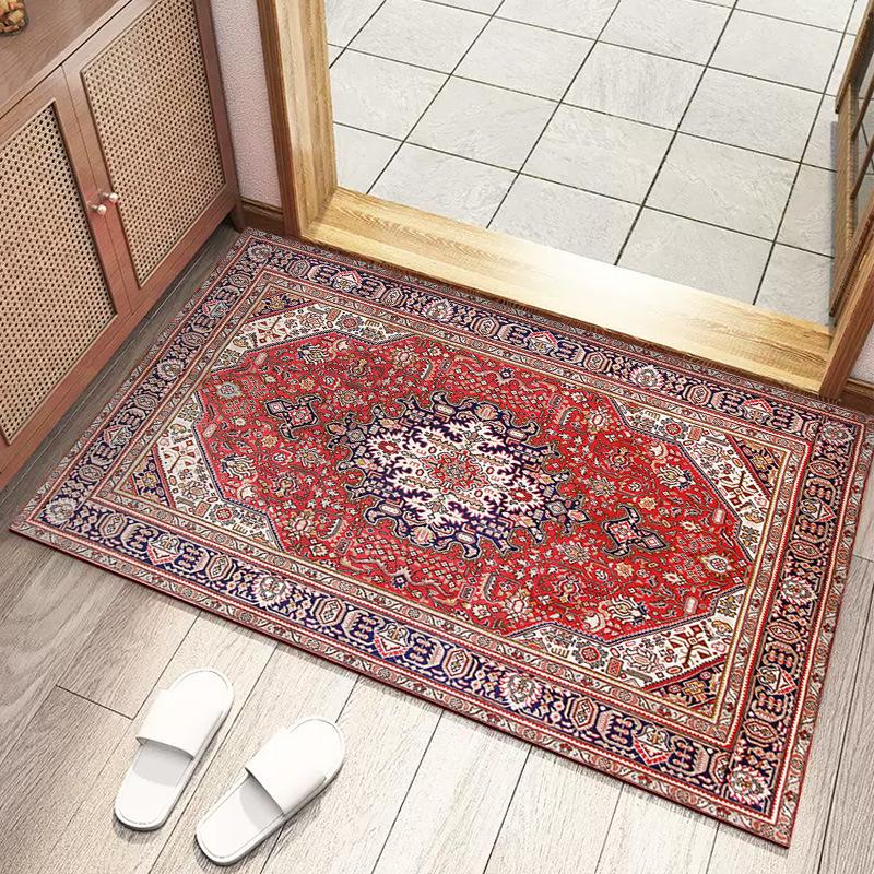 Retro Persian Style Dustproof and Water-Absorbent Door Mat for Entrance, Living Room, and Bathroom