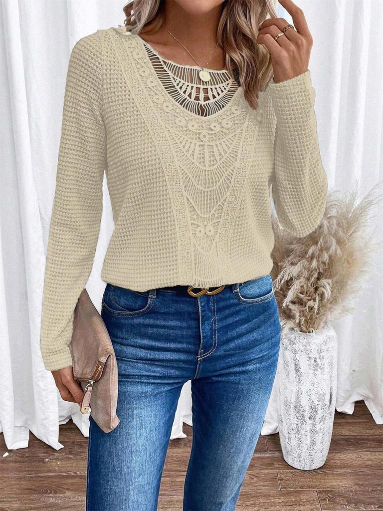2024 Autumn/Winter New Women's Solid Color Long Sleeve Top