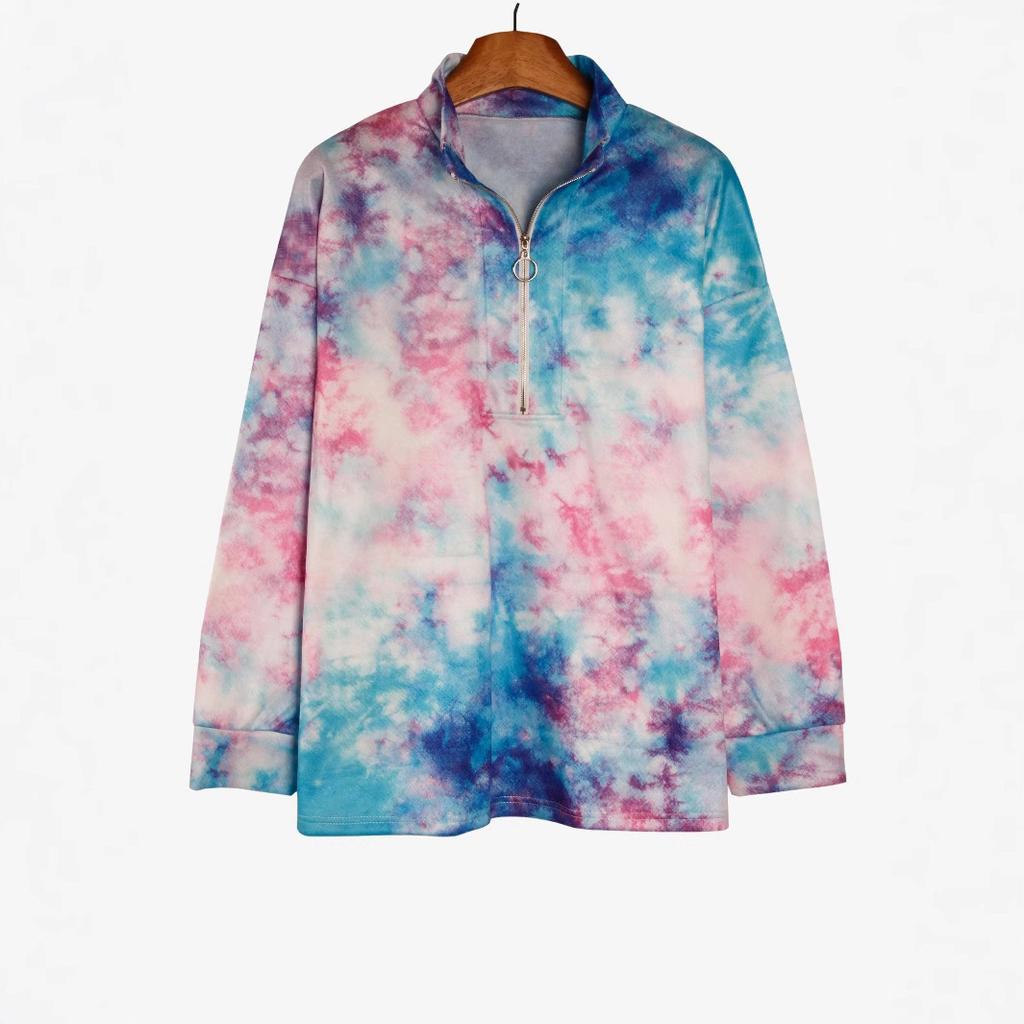 DAFIFY Women's Fashion Casual Spring Autumn Colour Block Print Long Sleeve V-Neck Blouses & Shirts