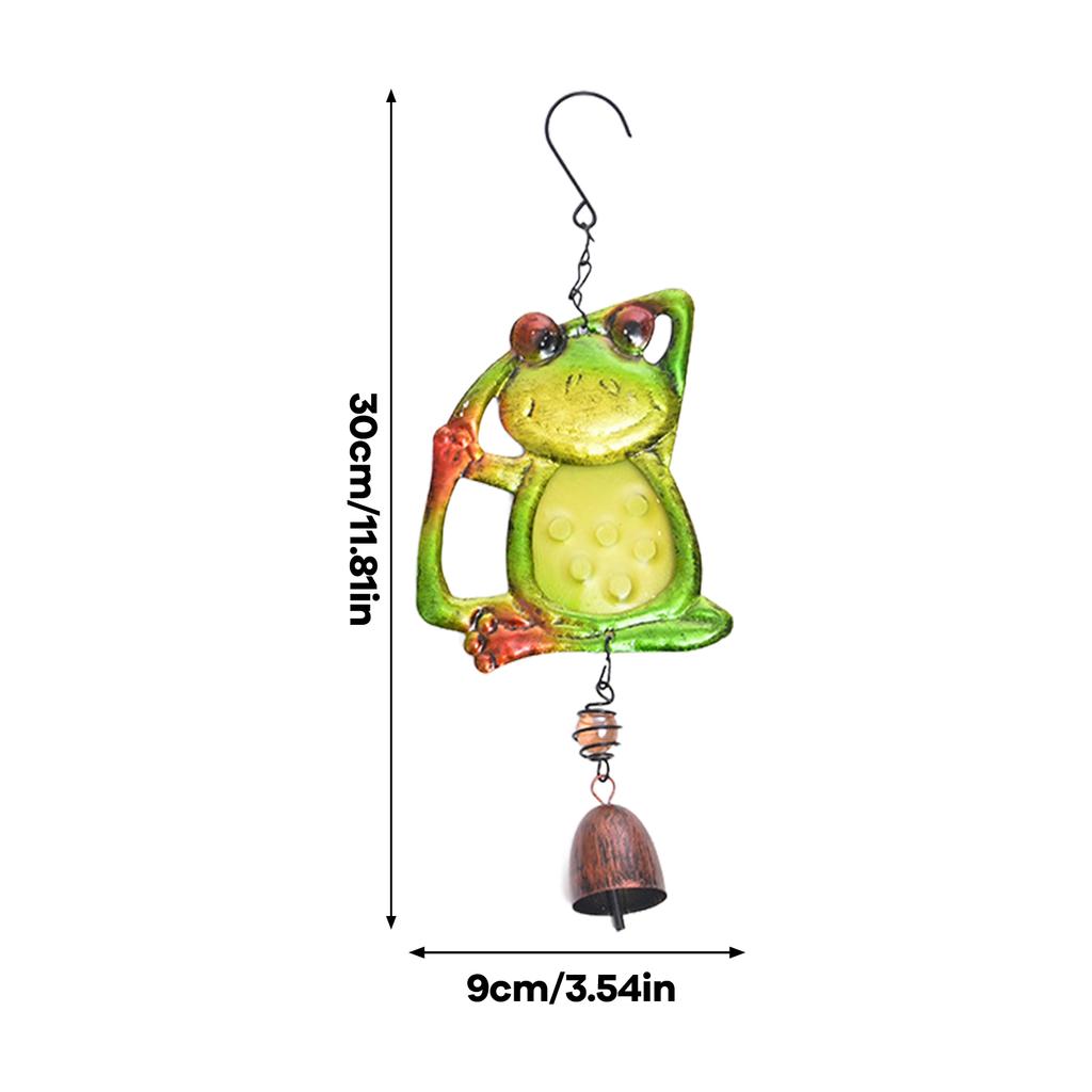 Yoga Frog Wind Chimes Vintage Iron Art Decorative Wind Chime Funny Frogs Statues Hanging Ornament for Home Garden Decoration