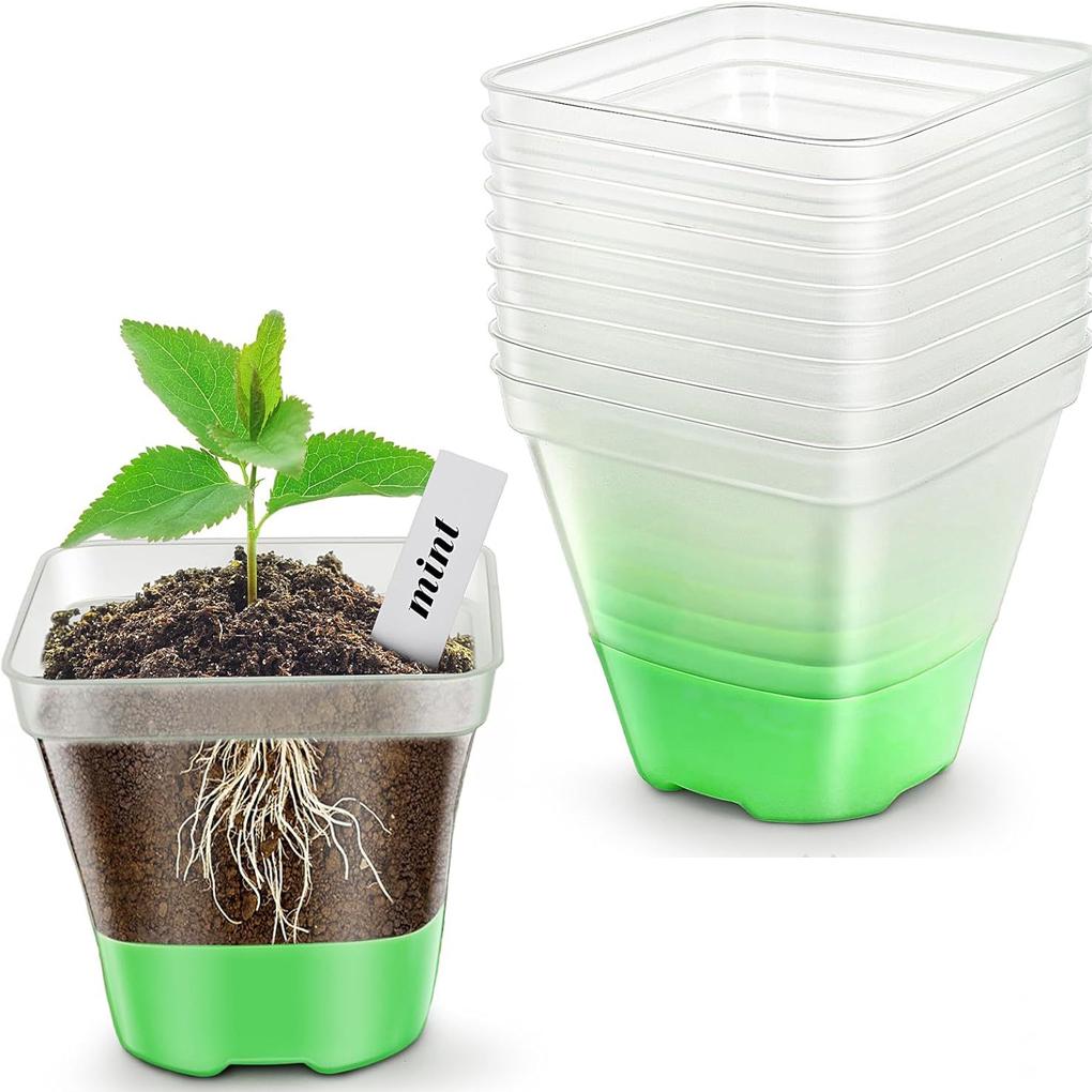 6PCS/SET Transparent Plastic Planting Pots Breathable Transplant Pots Flower Pots For Orchids Succulents Herbs