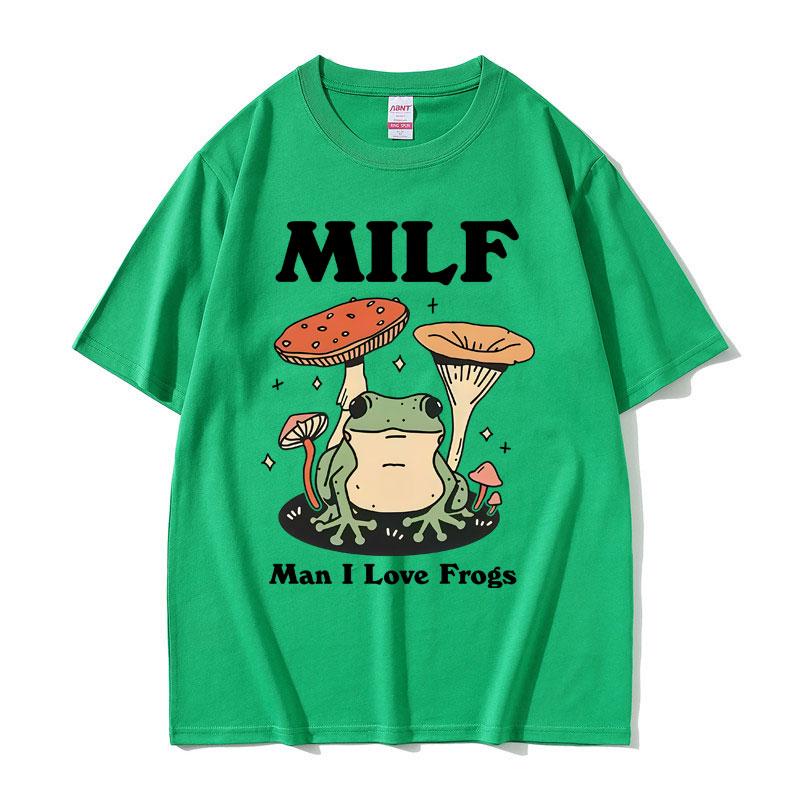 Funny MILF Man I Love Frogs Meme Graphic T Shirts Humor Frog Lover T-shirts Men Women Fashion Summer Short Sleeve Tee Shirt