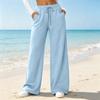 Women's Color Loose Fit Straight Leg Pants with Pockets Casual