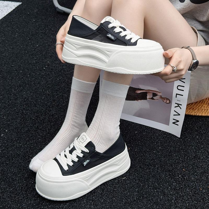 Stepping on shit net shoes women's breathable mesh new summer single net little white shoes thick sole two wear one pedal board shoes