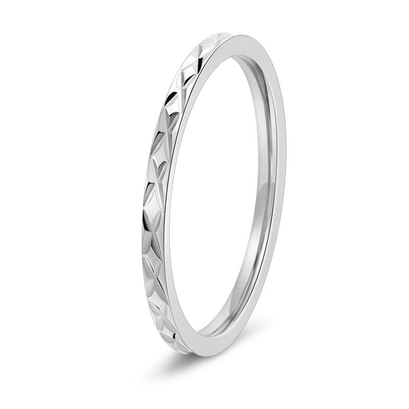 Korean Version of High-end Women s 1.5MM Wide 18K Gold Non-fading Ring Batch Flower Rhombus Tail Ring Jewelry no. 5 серебряный