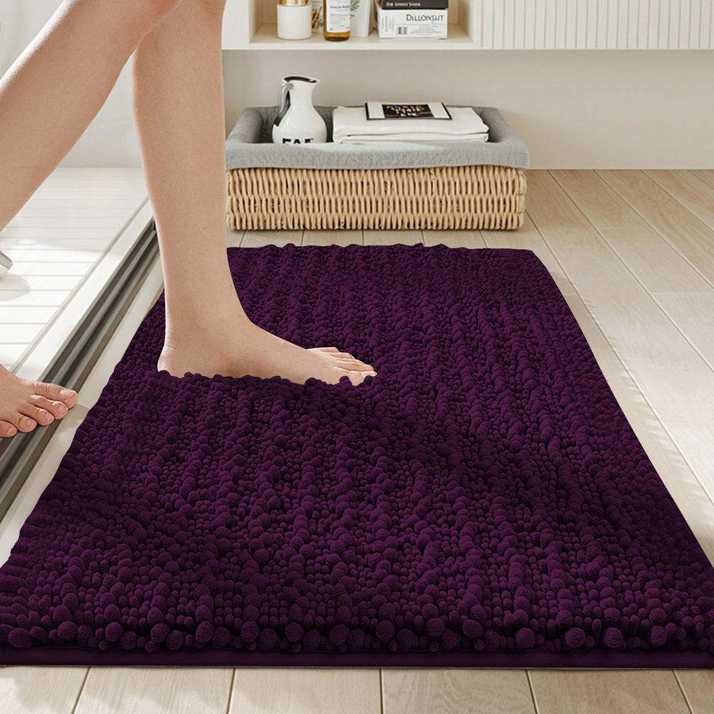 Chenille Bathroom Rug, Extra Soft, Thick, Absorbent, Long-pile, Non-, Machine Washable And Dryable, Suitable For Bathrooms.