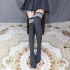 Japanese Three-Stripe Over-the-Knee Dance Socks - Thick, Black & White, Perfect for Autumn & Winter Sports or Students