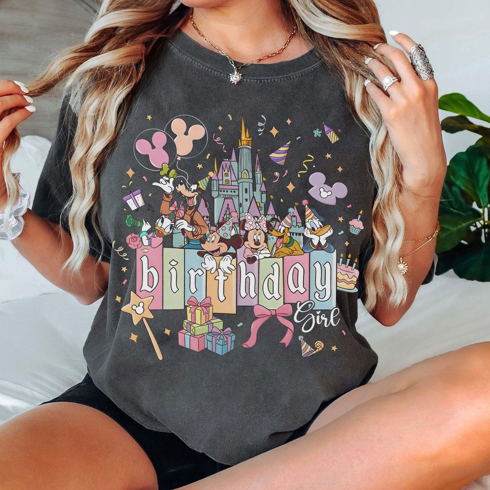 Comfort Colors® Retro Disney Mickey and Friends Castle Birthday Girl Shirt, Disneyland Birthday Girl Shirts, Magic Kingdom Birthday Trip Tee XL
