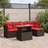 VidaXL Garden Lounge Set with Cushions 6pcs Brown Wicker Acacia, Outdoor Sofa Set, Garden Furniture 3326145
