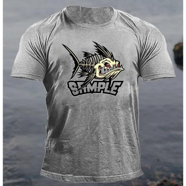 Summer Round Neck 3D Print Fish Pattern Top Fashionable Casual Short Sleeved Men's T-shirts