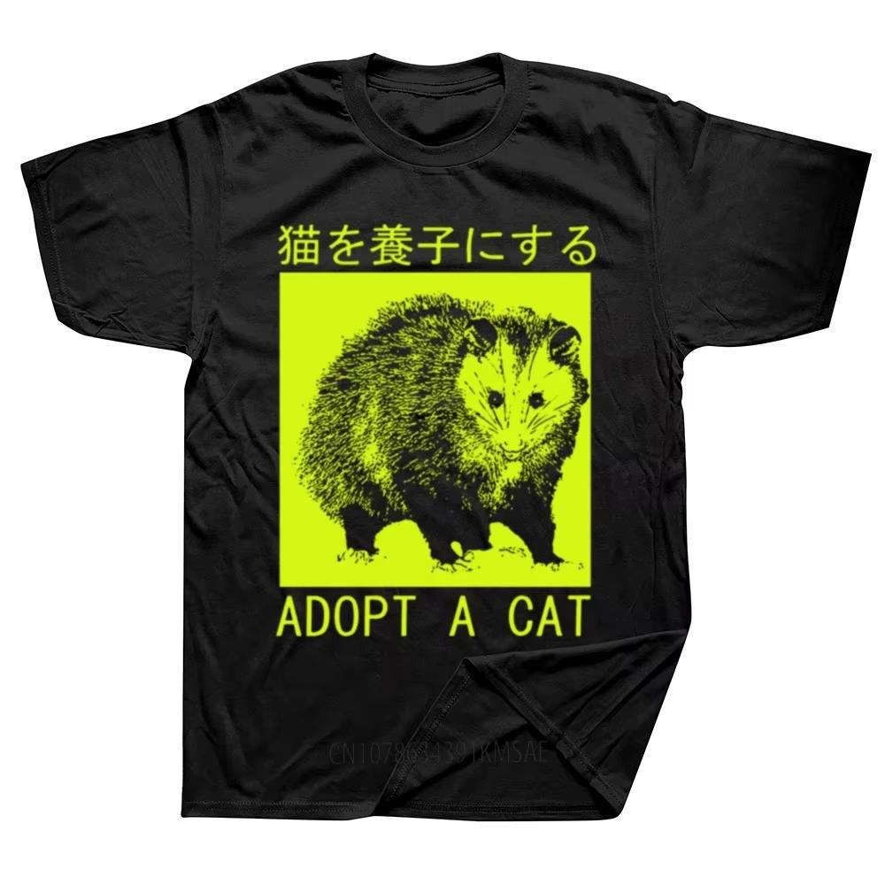 2026 Adopt A Cat Opossum Japanese T Shirts Graphic Cotton Short Sleeve Birthday Gifts Style Tshirt Mens Women Unisex