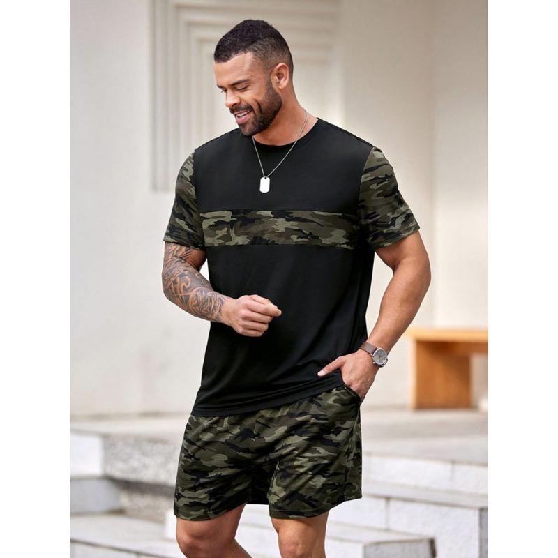 New Summer Vacation Leisure Daily 3D Men's Sports Wear Large Round Neck Short Sleeved T-shirt Shorts Set Casual Street Clothing