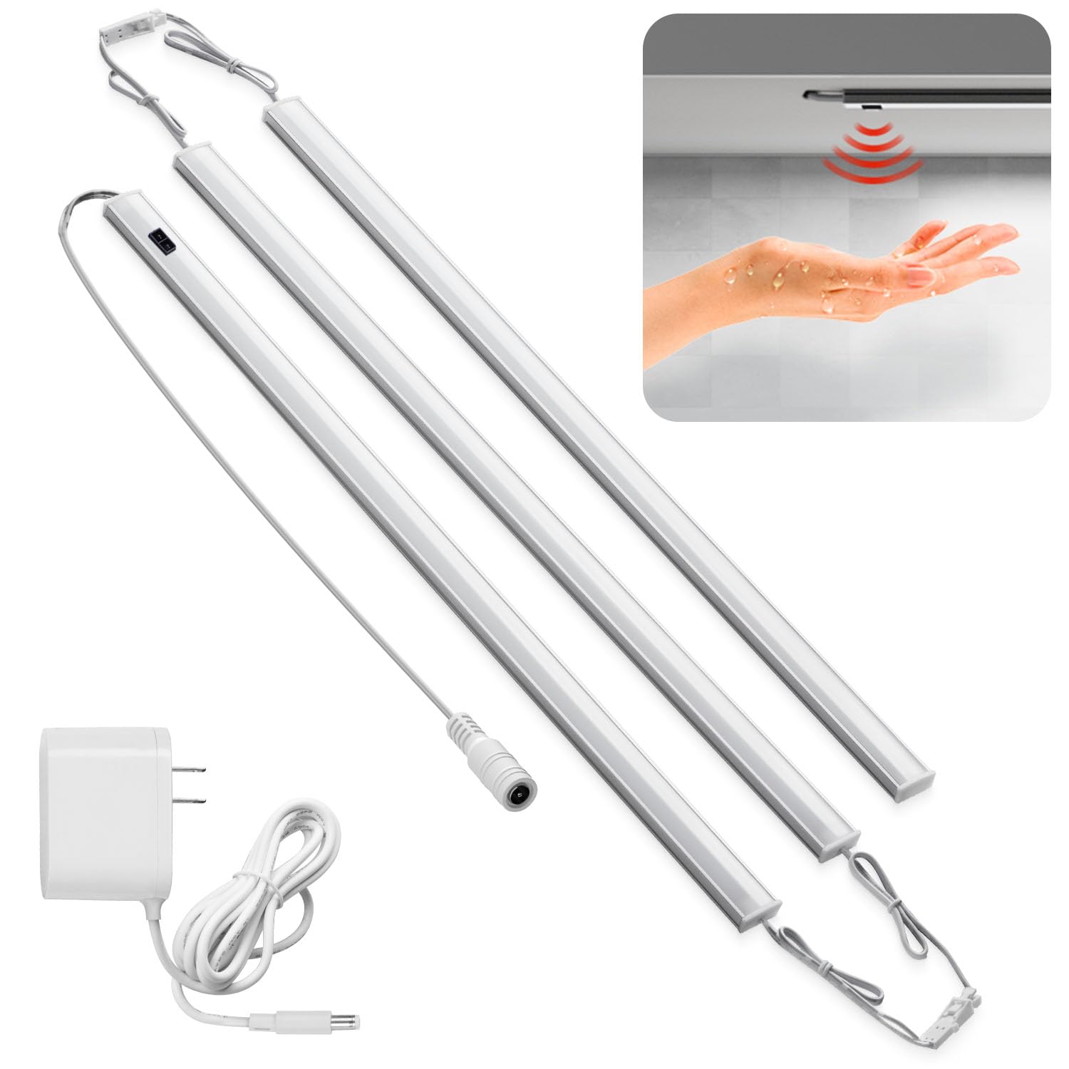 

AuyiHomu LED Bar Light, Touchless, Dimmable, Magnet, Connectable, 40cm, 12V, Indirect Lighting, Bright, Slim, No Installation Required, for