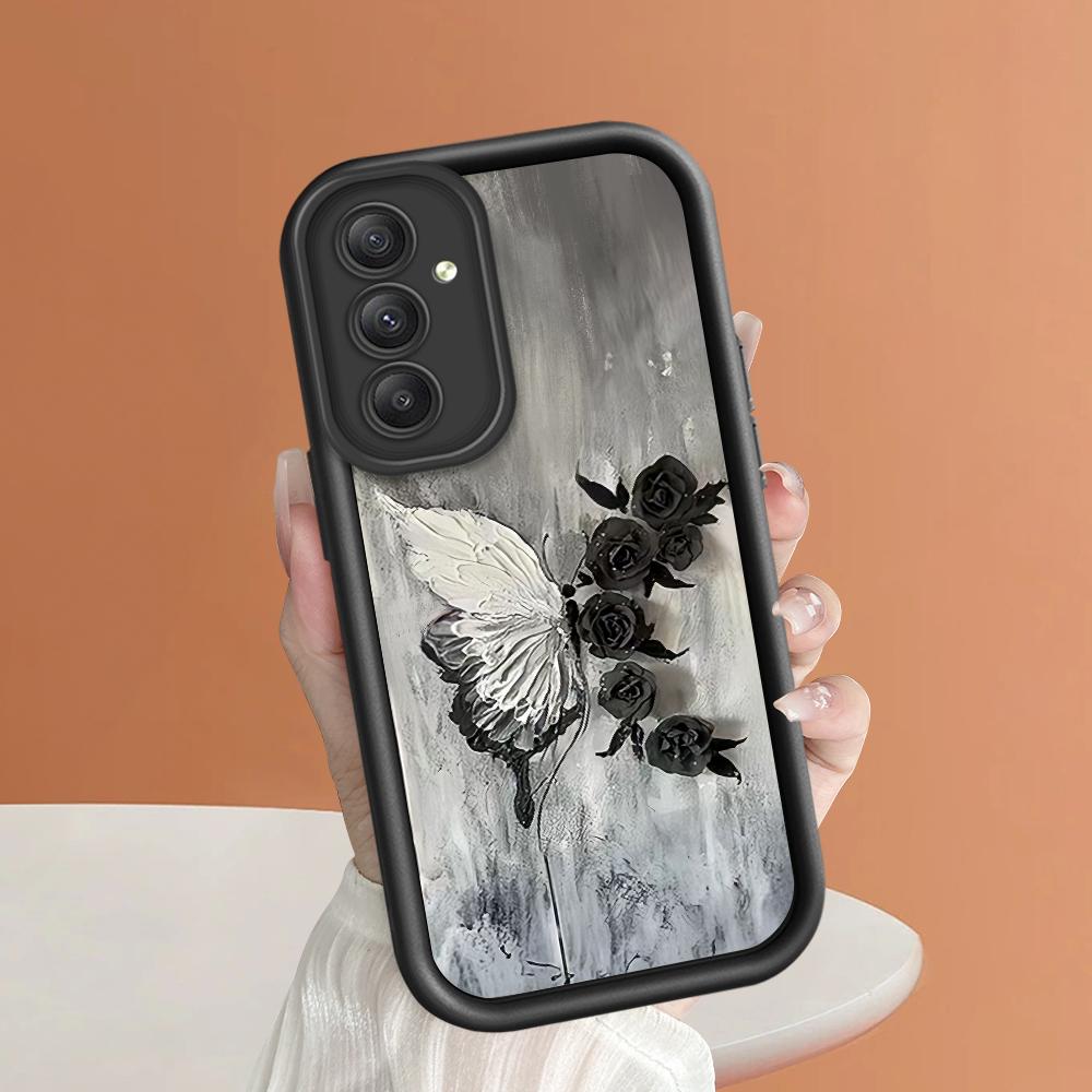 Soft Silicone Square Ladder Printing Pattern Phone Casing Full Cover Camera Shockproof Protection Rubber Case for Samsung