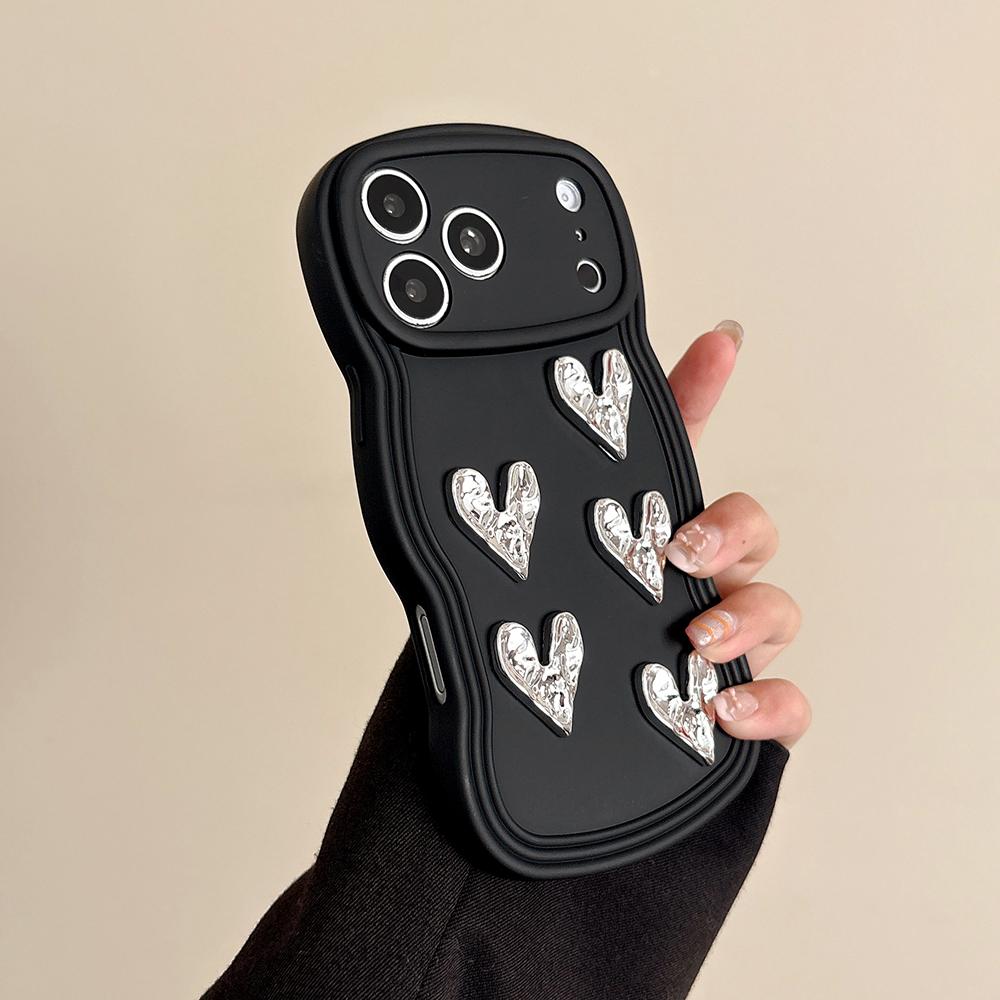 

Милый 3D Чехол для телефона с волнистым краем в виде Сердца для iPhone 17 Air 16 15 14 13 12 11 Pro Max Ударопрочный Мягкий ТПУ Чехол подарок девушке iPhone Air