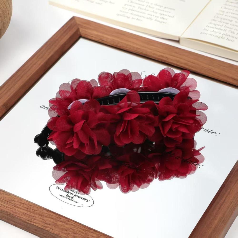 Sweet Flower Banana Clips Korean Style Floral Twisted Hair Clip Women Vertical Clip  Daily
