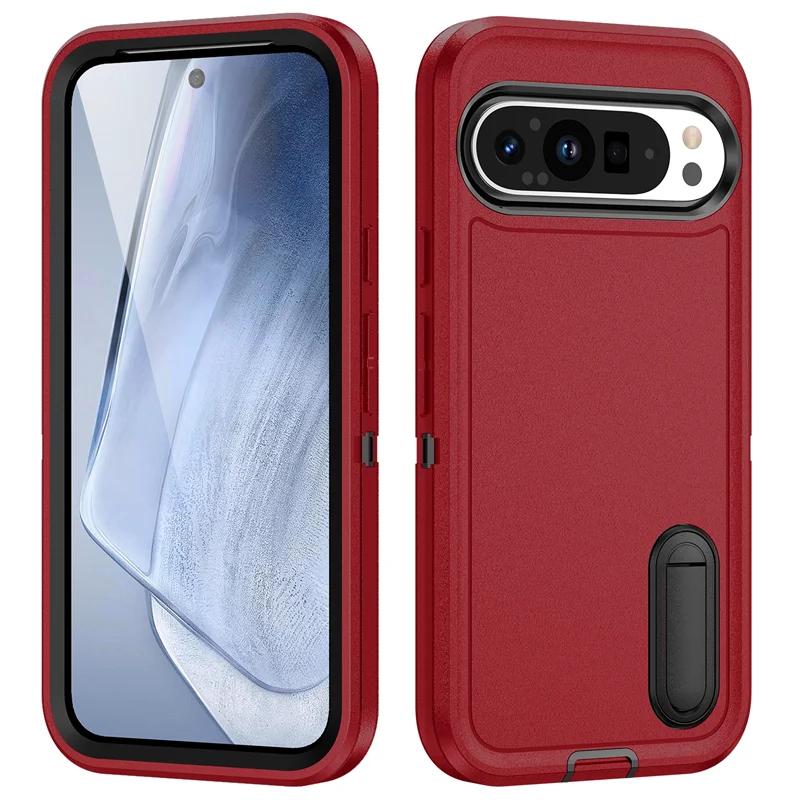 3 in 1 Heavy Duty Hybrid Armor Shockproof Defend Phone Case For Google Pixel 9 Pro XL Hard Plastic Frame Soft TPU Back Cover