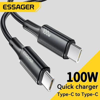 Essager Cavo da tipo C a tipo C 100 W PD Cavo di ricarica rapida da USB C a USB C Cavo di ricarica da C a C per MacBook iPad Xiaomi Realme POCO