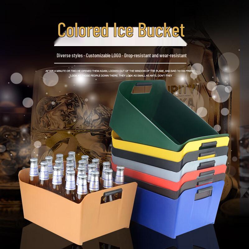 ZISIZ Extra Thick Rectangular Plastic Ice Bucket