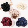 Flower Design Korean Hair Bands Satin Material Big Flower Scrunchies Satin Hair Rope  Korean Style